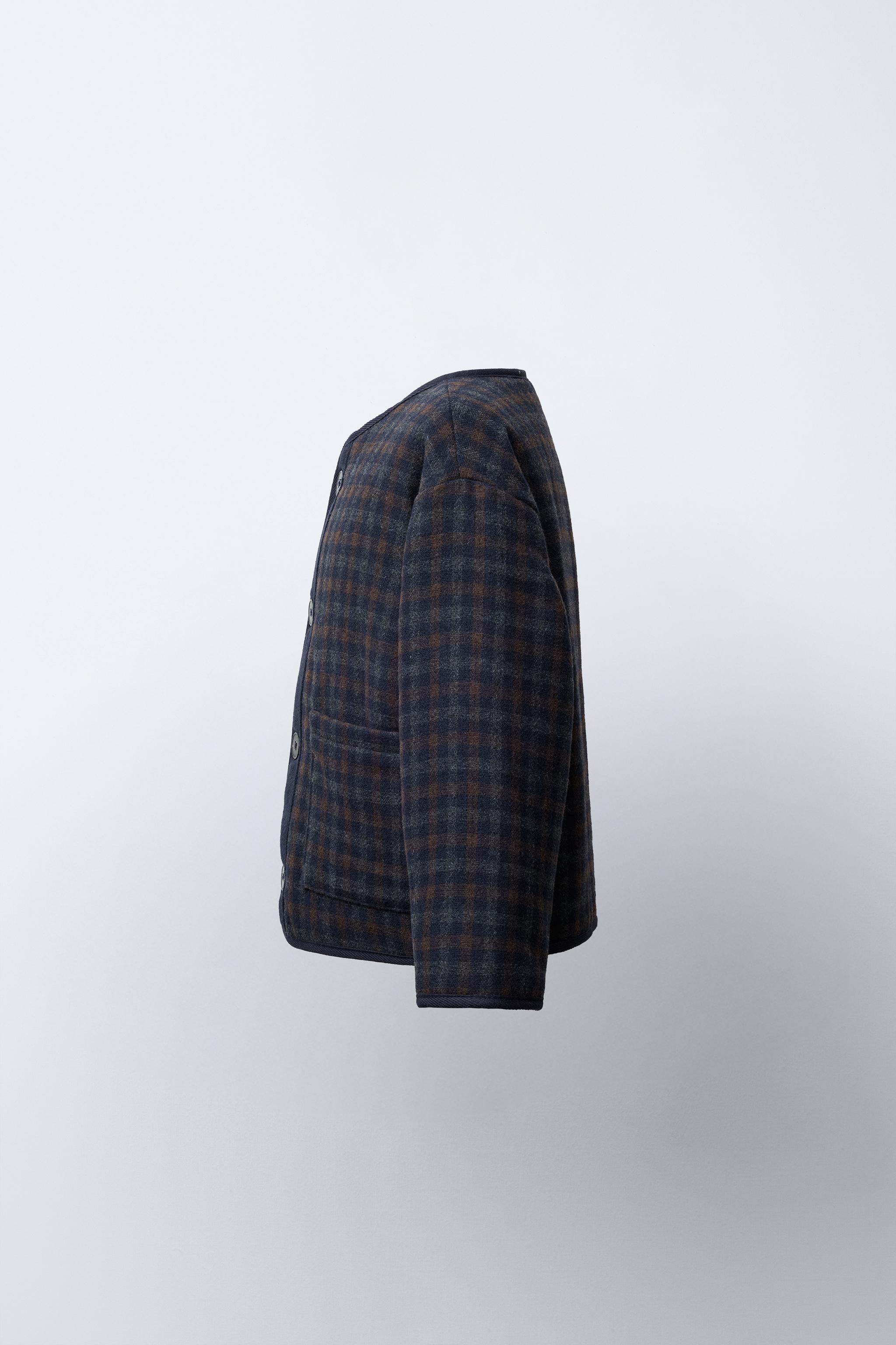 TEXTURED PLAID WOOL COAT